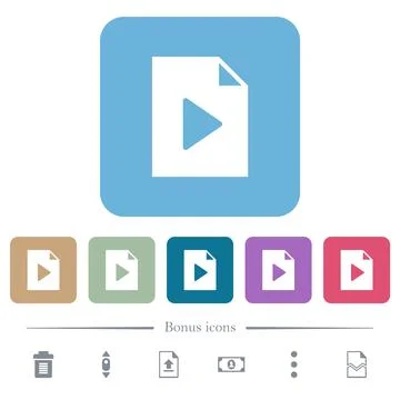 Playlist solid flat icons on color rounded square backgrounds Illustrazione stock