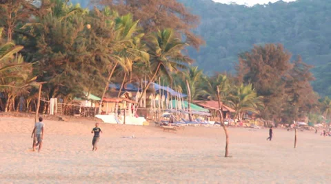Playng volleyball on the beach Stock Footage 37348889