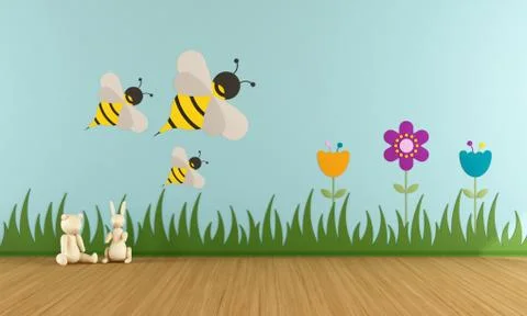 Playroom with decoration Stock Illustration