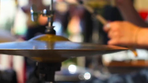 Plays drums close-up Stock Footage 77064873