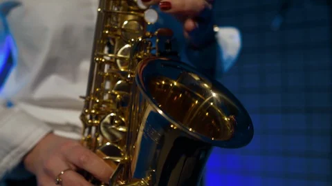 Plays the saxophone Video stock 113225009