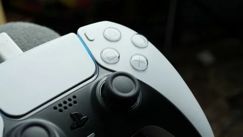 PlayStation 5 controller closeup Video stock 150465793