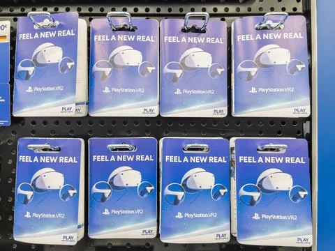 PlayStation VR2 Game Console Accessories on Retail Display Stock Photos
