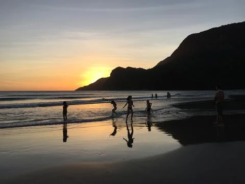 Playtime during sunset Fotos de archivo