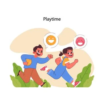 Playtime joy concept. Flat vector illustration Stock Illustration
