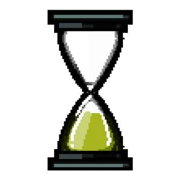 Playtime sand timer kids pixel art vector illustration Stock Illustration