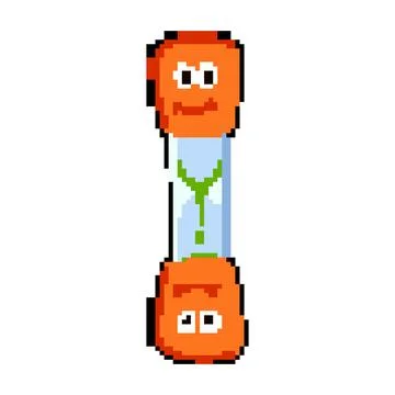 Playtime sand timer kids pixel art vector illustration Stock Illustration