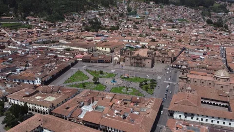 Plaza de armas showing cusco cathedral in peru Stock Footage 337807021
