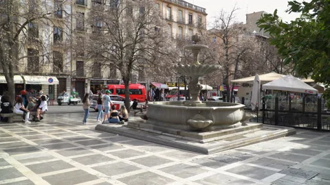 The Plaza de Bib Rambla, the main square of Granada, Andalusia, Spain Stock Footage 238961121