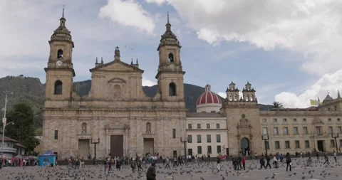 Plaza de Bolivar and Tabernacle Chapel in Bogota, Colombia Stock Footage 333707166