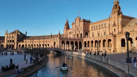 Plaza de España during sunset Stock Footage 296443277