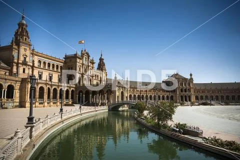 Plaza de Espana in Seville in Andalusia Stock Photos