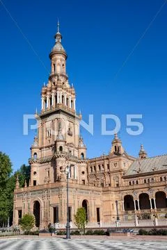 Plaza de Espana Tower in Seville Stock Photos