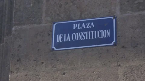Plaza De La Constitucion Street Sign, Mexico City Stock Footage