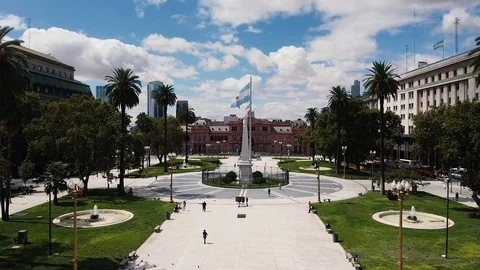 Plaza de Mayo from a Drone Stock Footage 127184804