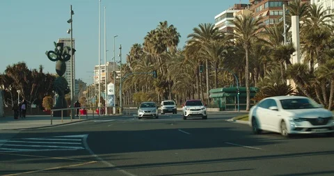 Plaza del Mar, light traffic in the city of Alicante. Stock Footage 125123853