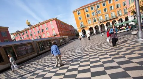 Plaza Massena Square in the city of Nice, France Stock Photos