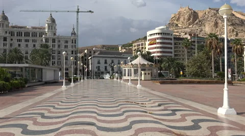 Plaza near the marina in Alicante Stock Footage 44343653