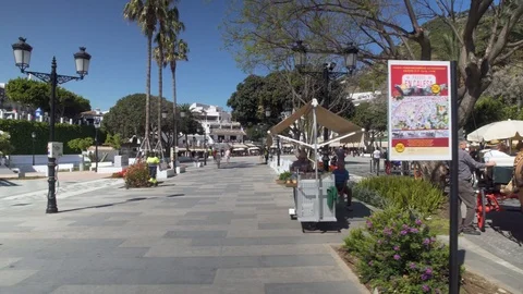 Plaza Virgen de la Pena Mijas Pueblo Stock Footage
