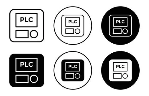 PLC Icon collection of outline thin line symbol or sign Illustrazione stock