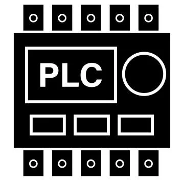PLC icon. PLC circuit board panel sign. Electrical mechanical smart switch Illustrazione stock
