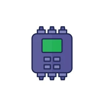 PLC icon, Programmable logic controller outlined Stock Illustration