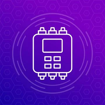 PLC icon Programmable logic controller line vector Stock Illustration