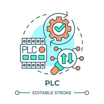 PLC multi color concept icon Stock Illustration