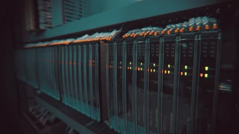 PLC Programmable logic controller box. Steadicam shot Stock Footage 117803997