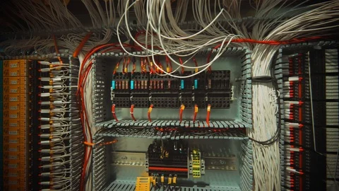 PLC Programmable logic controller box. Steadicam shot Stock Footage 117804032