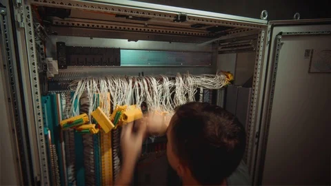 PLC Programmable logic controller box. Time lapse Stock Footage 117848459