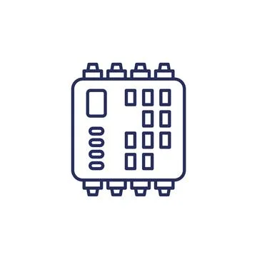 PLC, Programmable logic controller line icon Stock Illustration