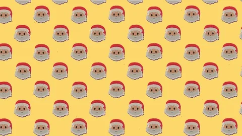 A pleasant animation: a repeated pattern of Santa Claus faces, floating Stock Footage 116809206