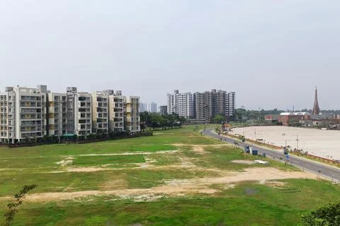 Pleasant high angle view of the newly built township in Kolkata city in India Stock Photos