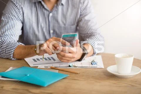 Pleasant man using cell phone Stock Photos
