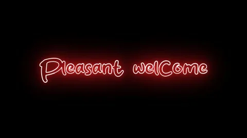 'Pleasant welcome' text animation with neon glow line. Stock Footage 282576992