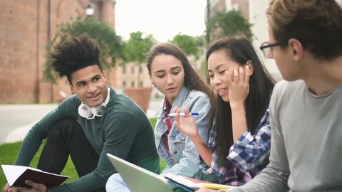 Pleasant work team is sharing digital information about new technology Stock Footage 101793830