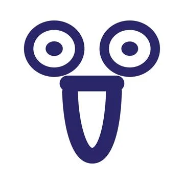 Pleasantly amazed face icon in bright neon color Stock Illustration