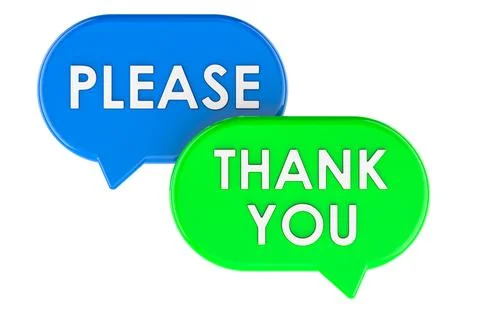 Please and Thank You, speech bubbles. Polite communication, concept. 3D ren.. Stock Illustration