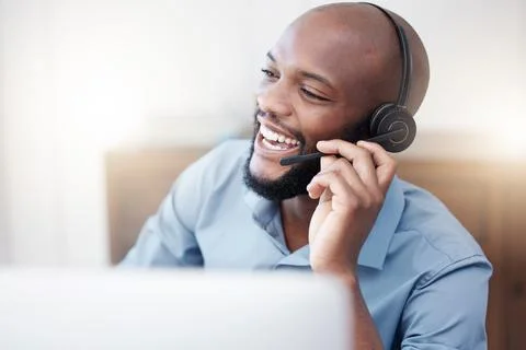 Please call if you need anything else. a handsome young male call center agent Stock Photos