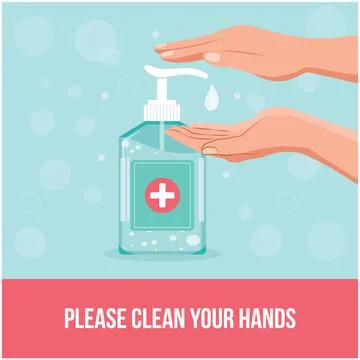 Please Clean Your Hands Sign Notice Vector Illustration Stock Illustration