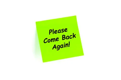 Please come back again! on a post-it note 스톡 일러스트