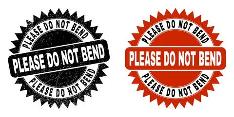 PLEASE DO NOT BEND Black Rosette Stamp Seal with Unclean Texture Illustrazione stock