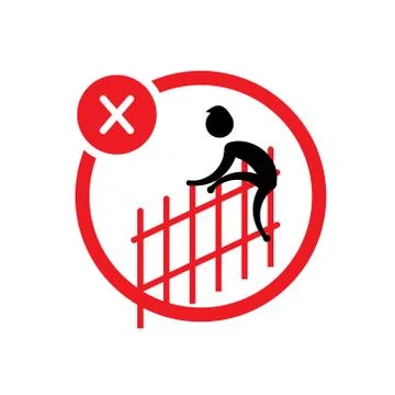 Please do not climb the fence. Not Allowed Sign, Accident Prevention signs, w Stock Illustration