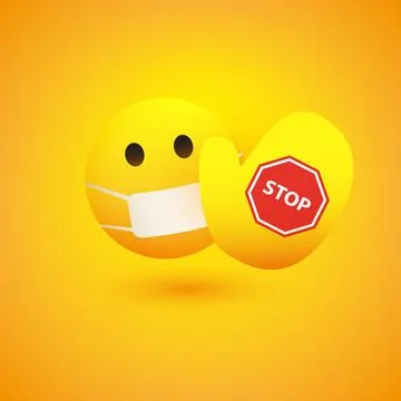 Please Do not Come Any Closer - Simple Emoticon with Medical Mask and Showi.. Stock Illustration