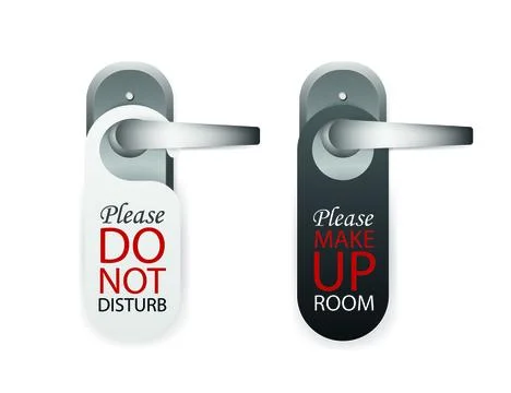 Please do not disturb and make up room signs on whte background. Vector 스톡 일러스트