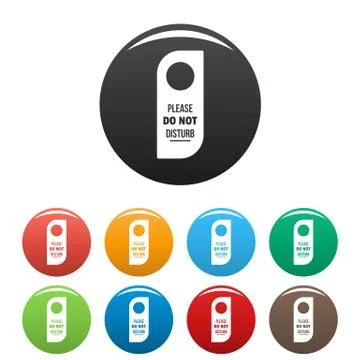 Please do not disturb hanger tag icons set color 库存插图