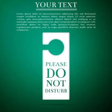Please do not disturb icon isolated on green background. Hotel Door Hanger Tags Stock Illustration