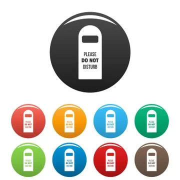 Please do not disturb room tag icons set color Stock Illustration