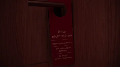 Please Do Not Disturb Sign On Hotel Room Door Handle, Close Up 動画素材 89576441